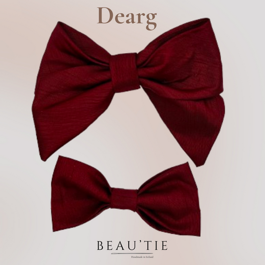 Dearg - Matching Set - Pre-tied Bow Tie & Hair Bow